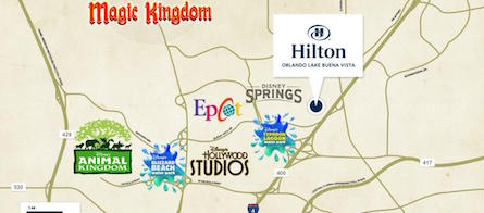 Hilton Orlando Lake Buena Vista map